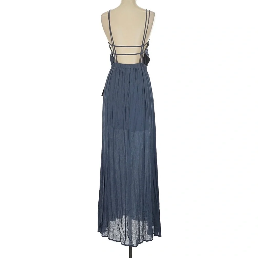 NWT Lulus Lost In Paradise Dusty Blue Maxi Dress Formal Prom Gala - Picture 5 of 7